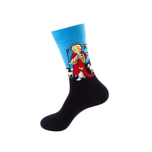 Women Funny Men Sock Shark Cotton Personality Happy Art Van Gogh World Famous Painting Female Socks Oil Socks Christmas gift