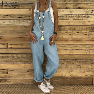 New Women Sleeveless Cotton Linen Overalls Summer Elegant Jumpsuits Romper Casual Vintage Ladies balck Pants Wide Leg Pants 5XL