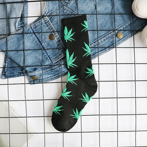 spring and autumn casual long paragraph weed boat socks Fashion comfortable high quality cotton socks  leaf maple leaves